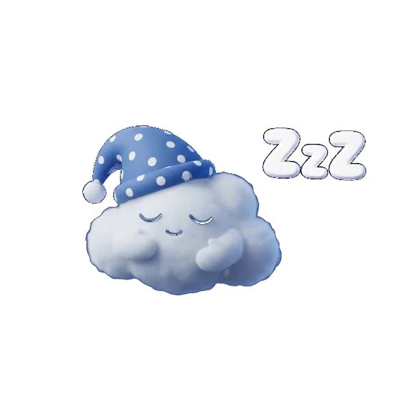 Puffy, a soft cloud in a nightcap, asleep