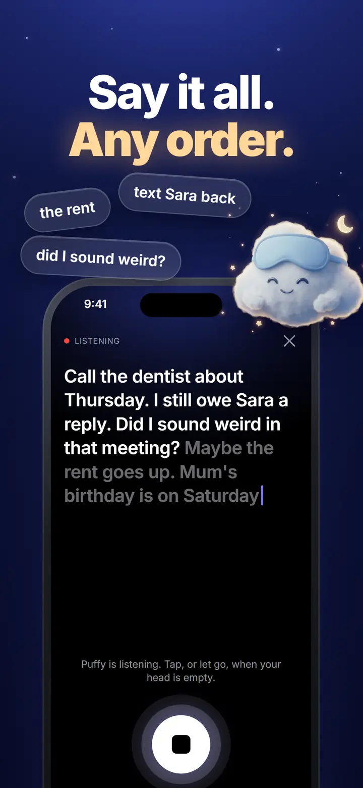 Talking to Puffy about the dentist, a reply to Sara and the rent
